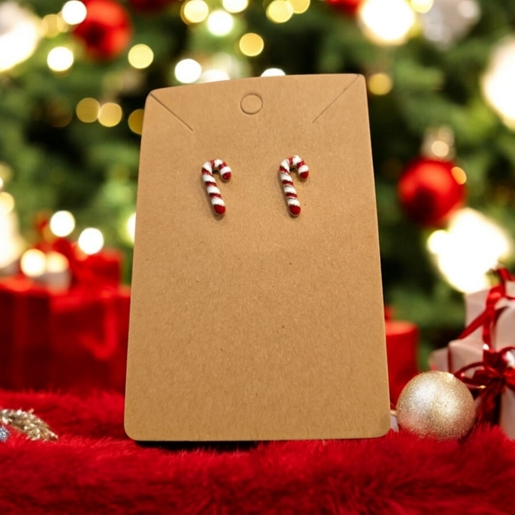 Candy Cane Holiday Festive Stud Earrings - Picture 2 of 2